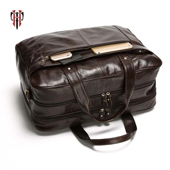 

TIANHOO large capacity bags genuine leather bag crossbody oil wax first cowhide leather luggage organizer for travel