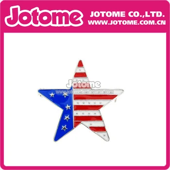 

100pcs/lot Fashion Men Women Jewelry Patriotic Star of America Flag Rhinestone Brooch for 4th of July