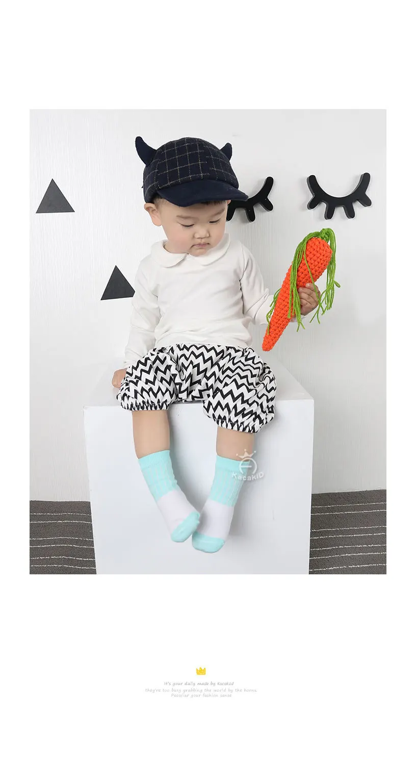 Kacakid 2024 New Stripe Color Patchwork Non Slip Boys Girls Cotton Socks Cheap Stuff Meias Infantil Kids Socks 0-4 Years 4