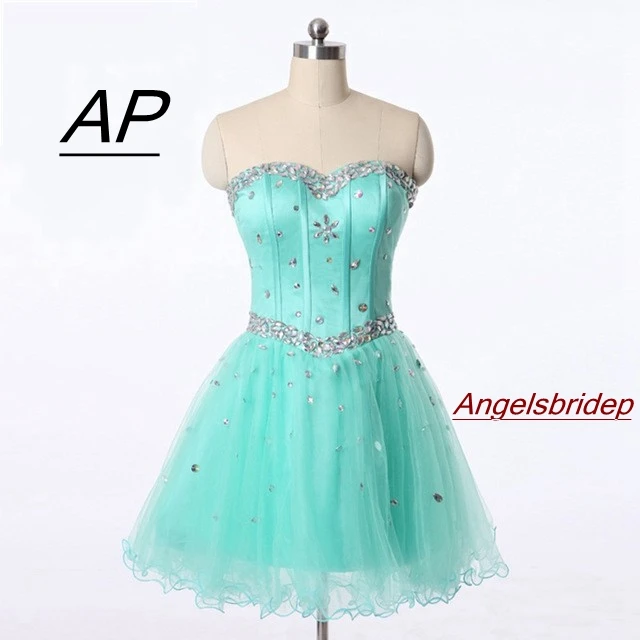 

ANGELSBRIDEP Sweetheart Short/Mini Homecoming Dress 2019 For Graduation Sparkly Crystals Special Occasion Party Gowns Lace-up