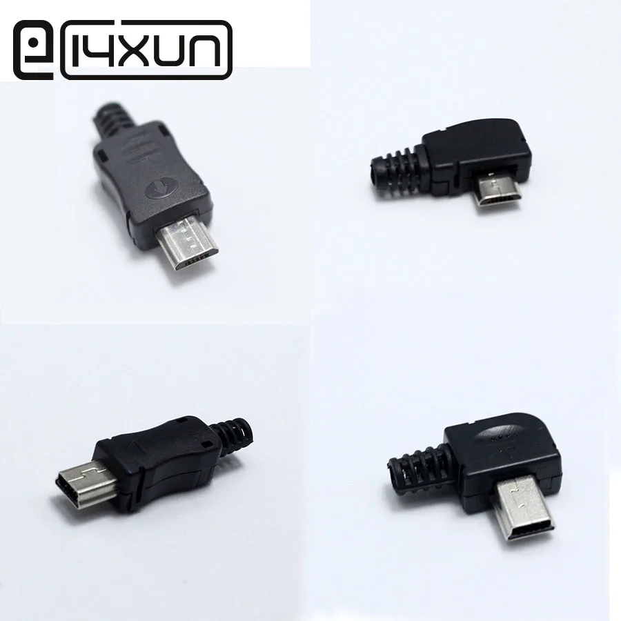 10 комплектов DIY Mini / Micro USB 5Pin сварочный Штекерный разъем 4 в 1 90 180 градусов