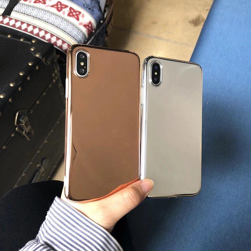 

Simple plating mirror phone Cases for iphone X XR XS XS Max shiny silicone Case For iphone 6 6s 7 8 7plus back cover