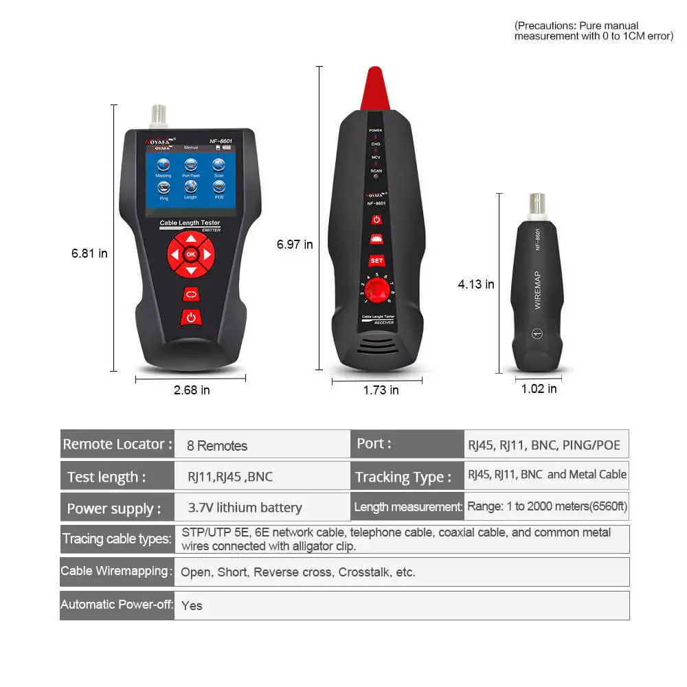 Noyafa Многофункциональный тестер сетевого кабеля длины ЖК для RJ45 RJ11 BNC PING/POE|noyafa