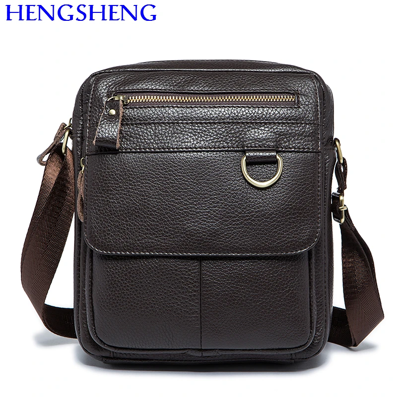 Hengsheng Hot sale vintage genuine font b leather b font men shoulder bags with cow font