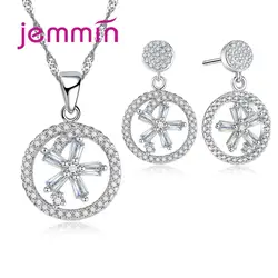Jemmin аномалистическая звезда прозрачные хрустальные ювелирные изделия комплект цепочки и ожерелья/Earrrings 925 пробы серебро тонкой набор