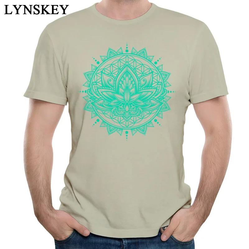 100% Cotton Fabric Tops T Shirt Lotus Mandala - Tosca for Boys Summer T-Shirt Casual Cheap Round Neck Short Sleeve Sweatshirts khaki