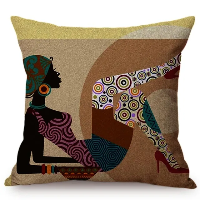 Красочная модная африканская подушка для девочки, покрывало с африканскими символами, мультяшное искусство, хлопок, лен, экзотическое украшение, диванная наволочка - Цвет: 9