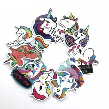 

10pcs/lot Unicorn Stickers Cartoon for Graffiti Laptop Luggage Moto Bike Bicycle Guitar Skateboard Stickers Children Toys