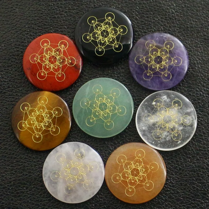 

30mm Natural crystal wafer in Europe and the flower of life metatrone 's multidimensional metatron's cube cube