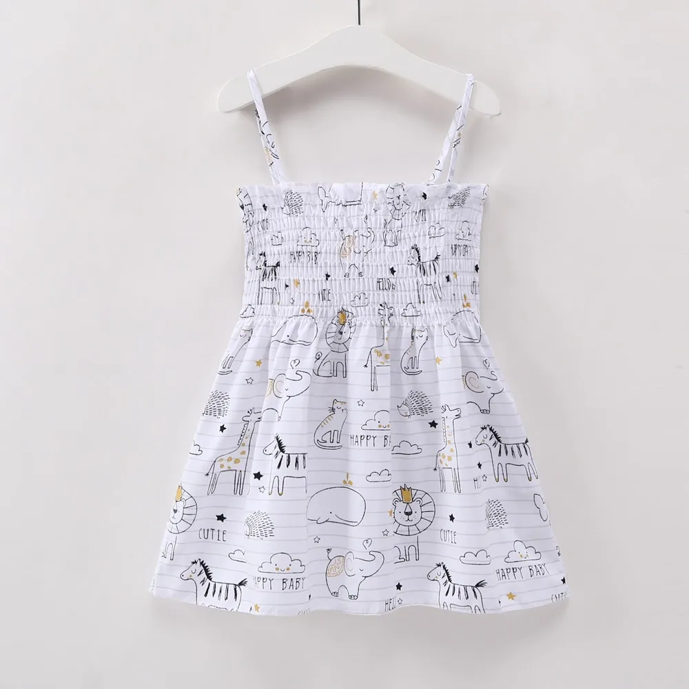 Г. Летние детские вечерние платья с рюшами новая одежда для малышей крутое детское повседневное свободное платье с принтом слона, жирафа, слона