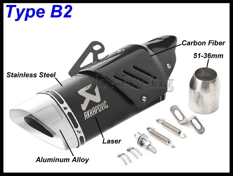 Настоящее углеродное волокно 500cc 600cc Универсальный мото rcycle глушитель выхлопной трубы R11 R6 R1 CBR500 Z900 Z750 akrapovic выхлопной escape moto - Цвет: Type B2