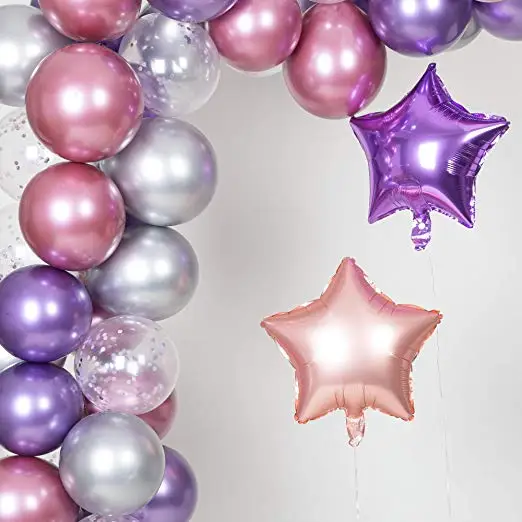 Purple Metallic Chrome Pink Silver Balloons Garland Arch Kit 62 Pcs Unicorn Theme Wedding&Birthday Decoration Globos Party