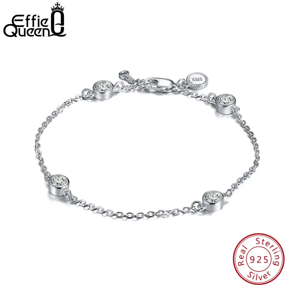 

Effie Queen 925 Sterling Silver Women Bracelets 4 Pieces Round Shape AAA Cubic Zircon Fashion Bracelet Jewelry Female Gift BB26