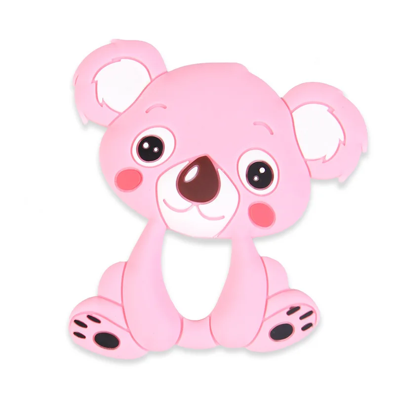 Raccoon Pink Детские Прорезыватель животных Собака белка енота силиконовый прорезыватель из ДФП силиконовые Четки Для режущихся зубов для Цепочки и ожерелья для кормящих зубы - Цвет: Raccoon Pink