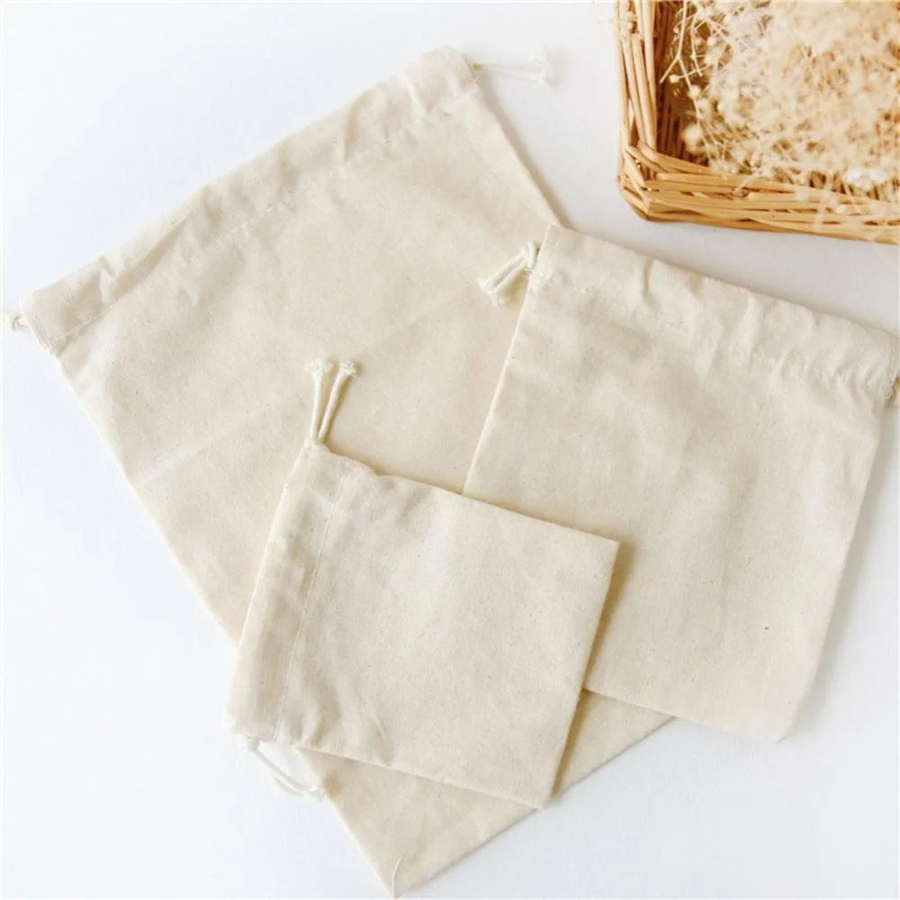Reusable Cotton Drawstring Shopping Bag Women Men Travel Shopper Tote Storage Bags Reusable Cotton Drawstring Shopping Bag Women Men Travel Shopper Tote Storage Bags