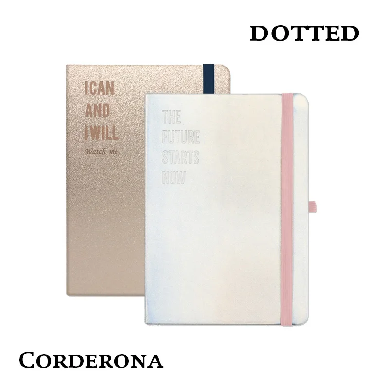 

Dotted Bullet Notebook Hard Cover Colorful Laser Elastic Band Travel Journal