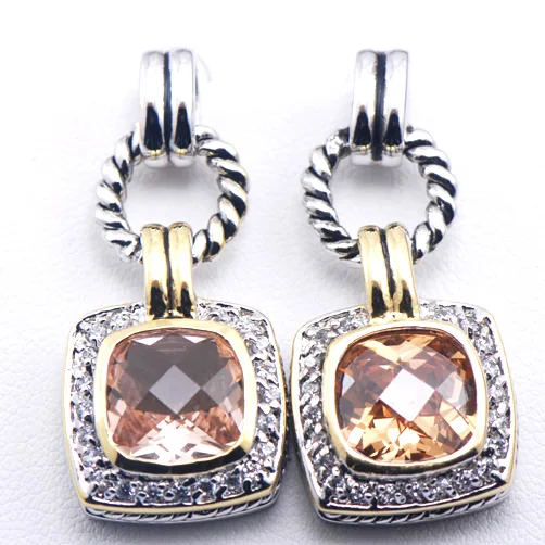 Серебряные серьги Morganite 925 пробы TE383|925 sterling silver earrings|silver earringssterling earring |