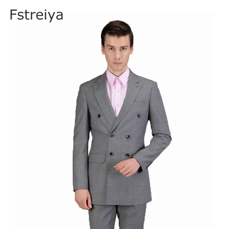 

Wool Gray grid Custom made man suit men clothing customized Formal tailor suit Blazer high-quality suits 2 piece (jacket+pants)
