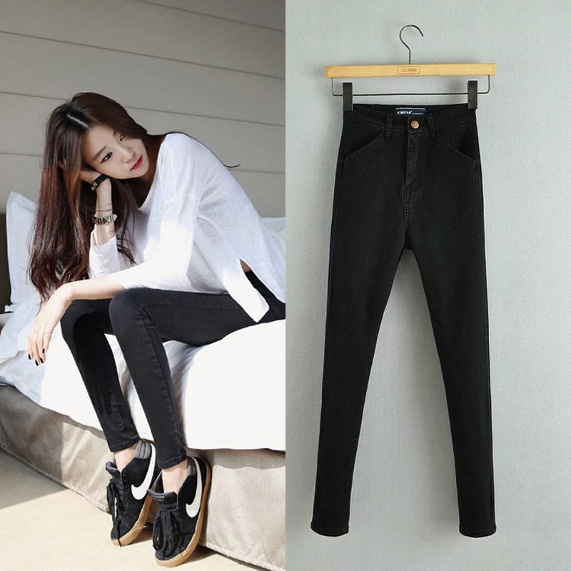 

2020 New Arrival Women High Waist Slim Street Trendy Long Jeans, Femme Stretch Skinny Jeans Pencil Denim Trousers Casual Pants