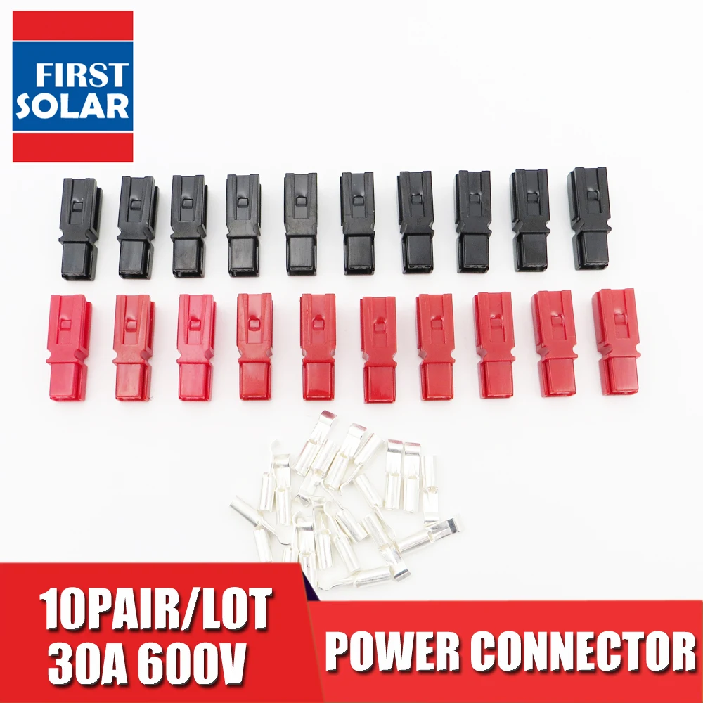 

10Pairs X 30A 45A 600V PP30 Power Connector Plug Red Black PP30 PP45 Power & 20pcs Contacts For Solar Caravan Boat
