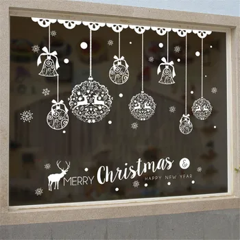 

LESUPERAY Christmas Wall Sticker Home Decor Store Window Decoration Hanging Jingle Bell Wallpapers