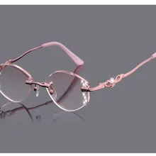 Ушко для женщин без оправы, со стразами обрезки моды пресбиопии очки, оптика очки для чтения рамка JC002