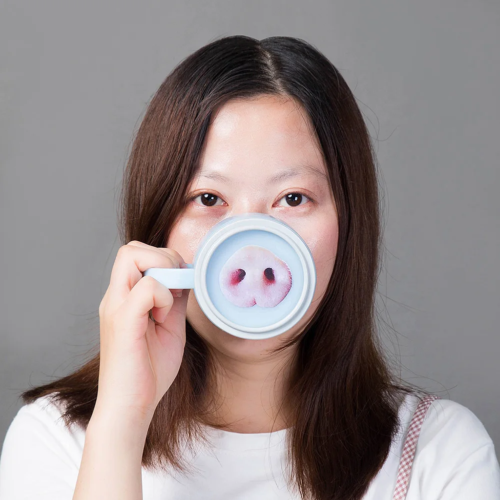 

5 Pcs Funny Smile Animal Cup Sticker Cute Cartoon Color Decorative Stickers Funny pig nose cat paper sticker BDF99
