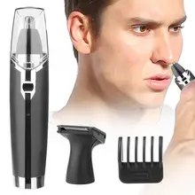 2 в 1 черная электрическая бритва Vibrissa для волос в носу, триммер для бакенбардов, машинка для стрижки волос в носу с европейской вилкой