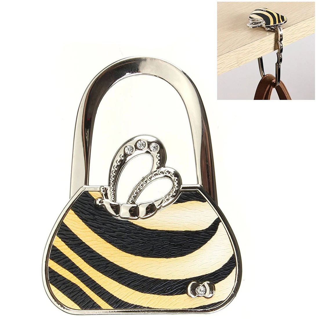 SZS Hot Foldable handbag hook carrying bag holder metal butterfly wings