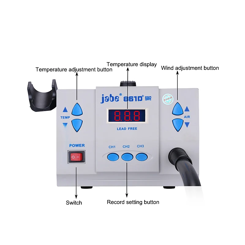 Быстрый 861X бессвинцовый горячий воздушный пистолет паяльная станция 1300 Вт Высокая мощность вращающийся ветер ремонт телефона pcb Обновлено от Quick 861DW
