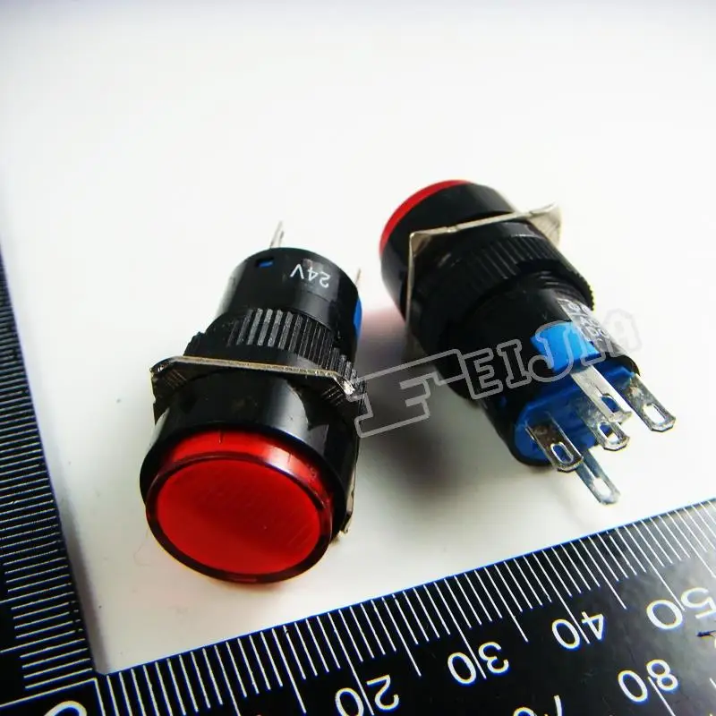 

AL6-A With LED color Red AC 3A/250V (DC 30V/5A) 5Pin Self-locking Push Button Switch 5Pcs/lot