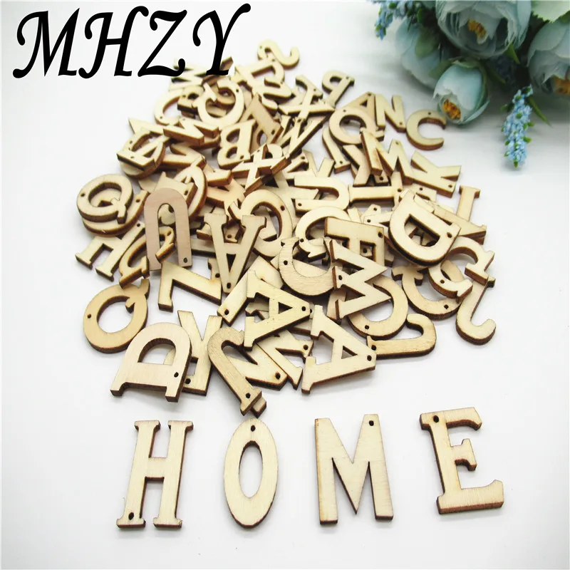 

50/100pcs 26 letters 20mm Natural letters pattern pattern wood Scrapbooking Handmade Carft for Home decoration diy Q16