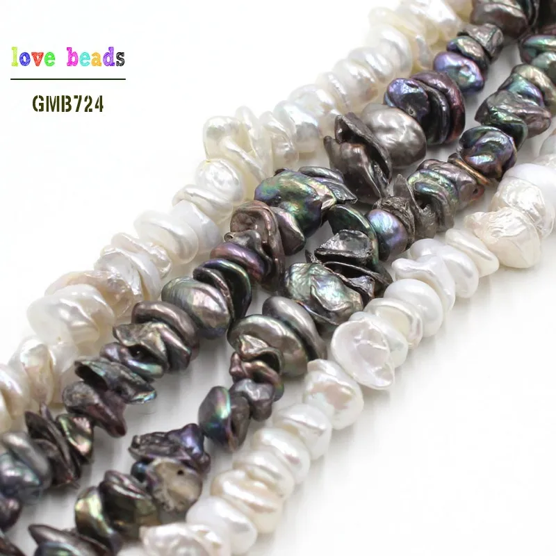 Günstig Natürliche 8 10mm Weiß Schwarz Süßwasser Perle Unregelmäßige Perlen für Armbänder Halskette DIY Schmuck Machen 15   Strand