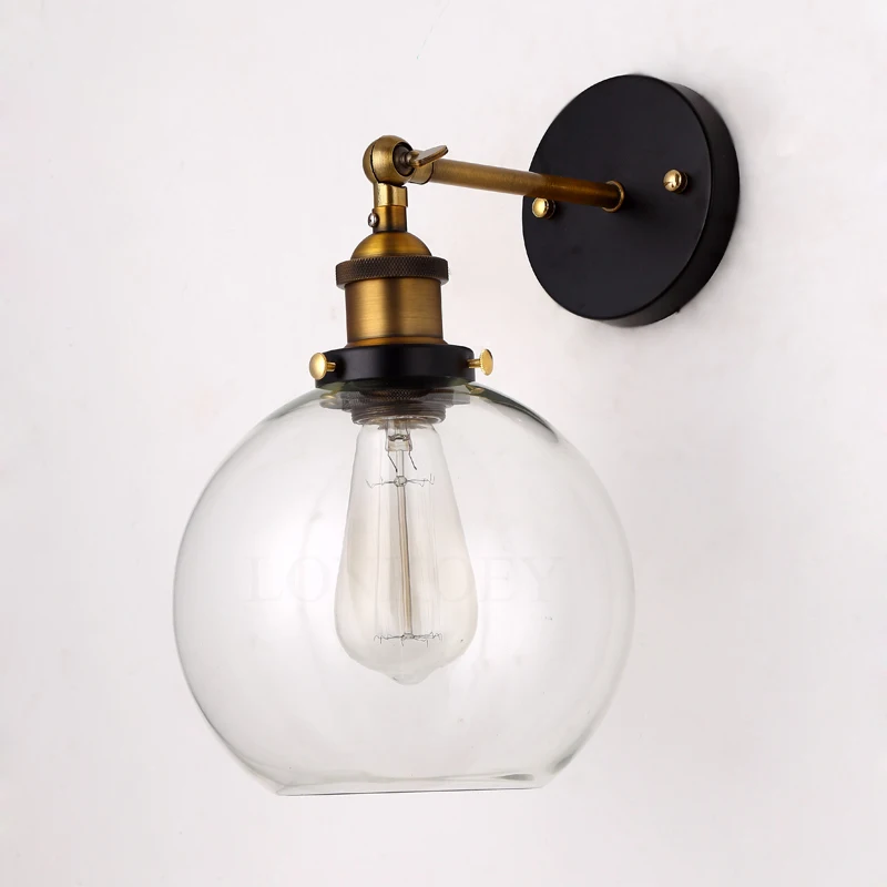  Wholesale Price Loft Vintage Industrial Edison Wall Lamps Clear Glass Lampshade Antique Copper Wall - 32422881093