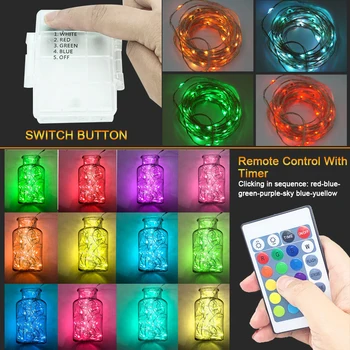 

5M Remote Control Four Waterproof Xmas Lights LED String RGB 16 Color Copper Wire Outdoor Wedding Party Christmas Decor