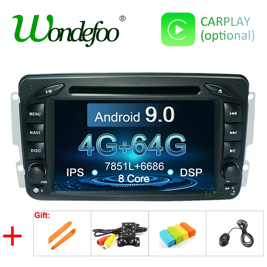 DSP ips 64G Android 9,0 2 DIN dvd-плеер для Mercedes Benz W209 W203 M ML W163 Viano W639 Vito Vaneo gps Радио навигационный экран