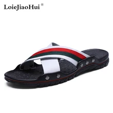 Модные летние мужские шлепанцы из натуральной кожи; Вьетнамки ручной работы; удобные крутые пляжные сандалии; Массажная повседневная обувь на плоской подошве