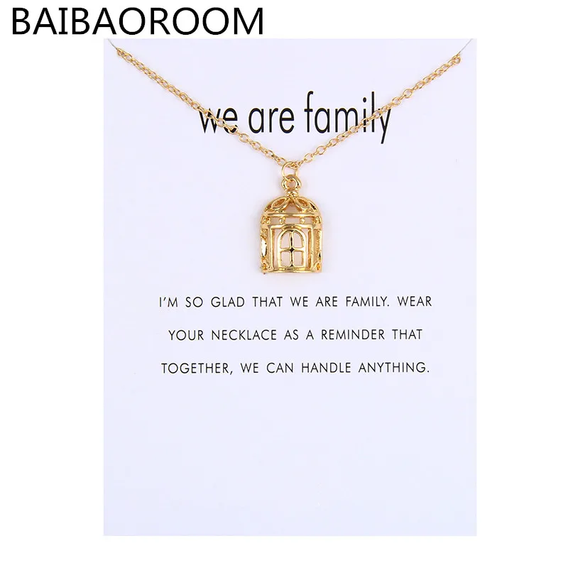 Fashion Jewelry New Arrived We Are Family House With Cross Necklace Pendant For Women