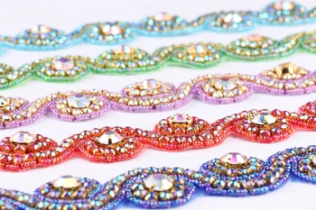 

10Yard Mix 10Style Sewing Wedding Crystal Rhinestone Applique Trim Yard Luxury Hot Fix Beaded Trimming For DIY Girl Dress/Belt
