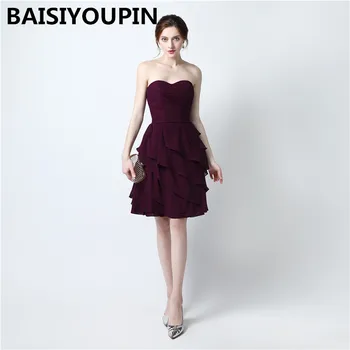 

Purple Bridesmaid Dresses Vestidos Para Festa De Casamento Curto 2020 Cheap Short Party Dresses