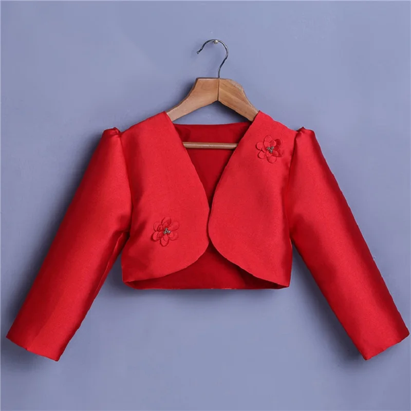 

Girls New Autumn Red Party Short Waistcoat Princess Toddler Kids Baby Wedding Kids Floral Long Sleeves Cute Birthday Cape