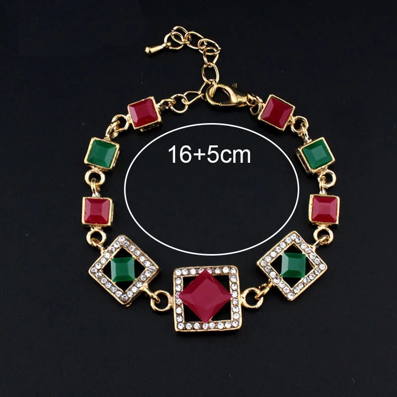 Weibang-New-Vintage-Charm-Bracelet-for-Women-Girls-Red-Green-Resin-Square-Shape-Adjustable-Bracelet-Fashion