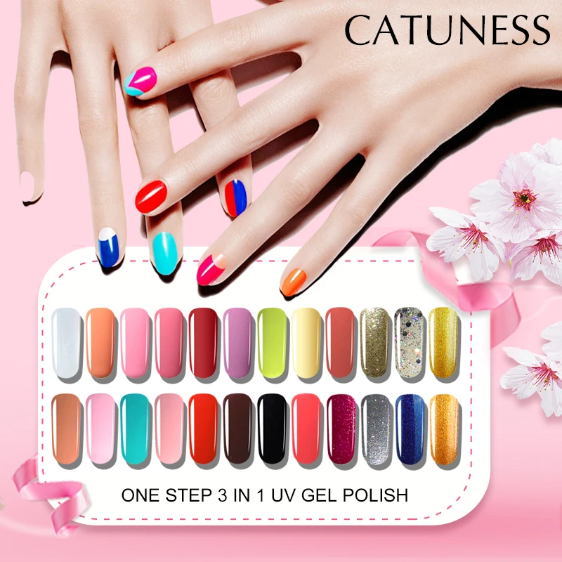 

CATUNESS Semi Permanent One Step 3 In 1 Gel Varnish Enamel Led Gel Lacquer Transparent Nails UV Nail Supplies for Professionals