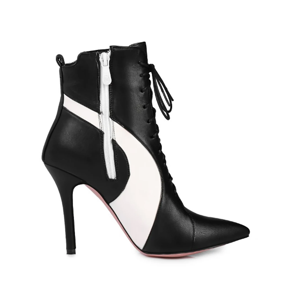 Mujer Con Negro Mujeres Cremallera De Tobillo blanco Sexy Para Alto Fghgf Roma Dedo Tacón Botas Zapatos 0YxqnCq