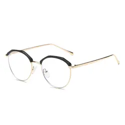 LAOKE Half-кадр маленький круглый ботаник очки прозрачные линзы Unisex золото круглый металлический каркас очки кадр оптический Для мужчин