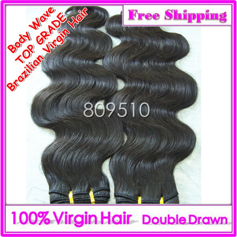 

Top Grade Double Drawn Uprocessed Virgin Brazilian Hair 2pcs/lot, Body Wave Natural Color 20 - 22 inch DHL FREE SHIPPING