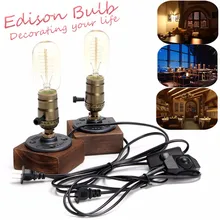 220V E27 Industrial Retro Vintage Edison lámpara de escritorio lámpara de madera accesorio de iluminación regulable decoración de cafetería