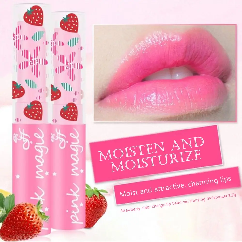 

Top selling Winter Protect Lips Balm Temperature Changed Color Lipbalm Pink Strawberry Moisturizer Nutritious Lipstick Women