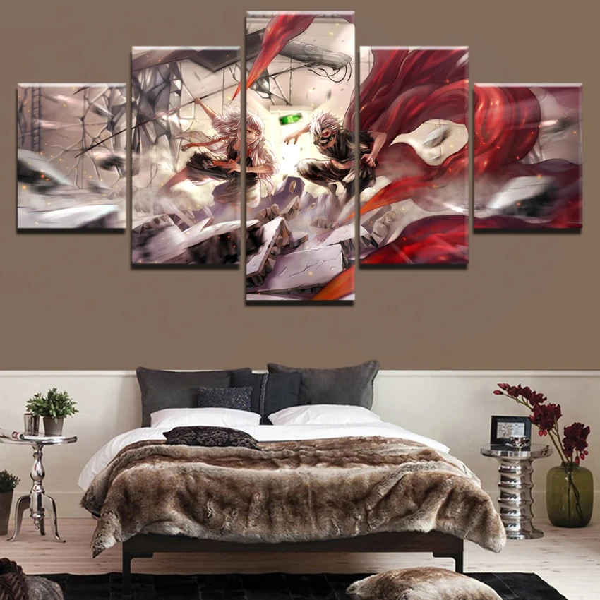 

Abstract Painting 5 Panel Juuzou Suzuya Ken Kaneki Anime Tokyo Ghoul Poster Home Wall Decor Canvas Art Print Modular Picture