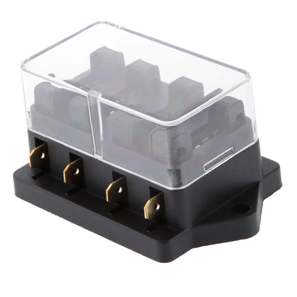 1 Set 4 Way Circuit Standard ATC Blade Fuse Holder DC 30V With 10/20/30/30 Fuse For Car Boat Truck Accessories 6.3mm Fuse Holder